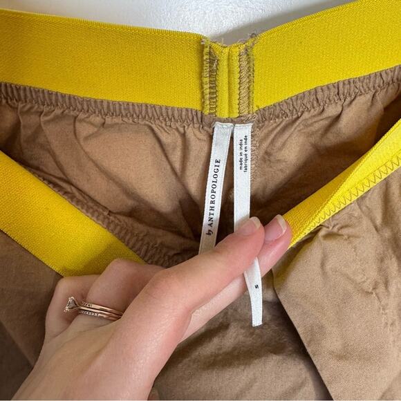 Anthropologie Colorblock Boxer Shorts 100% Cotton Tan High Waist Size Small - Picture 5 of 8